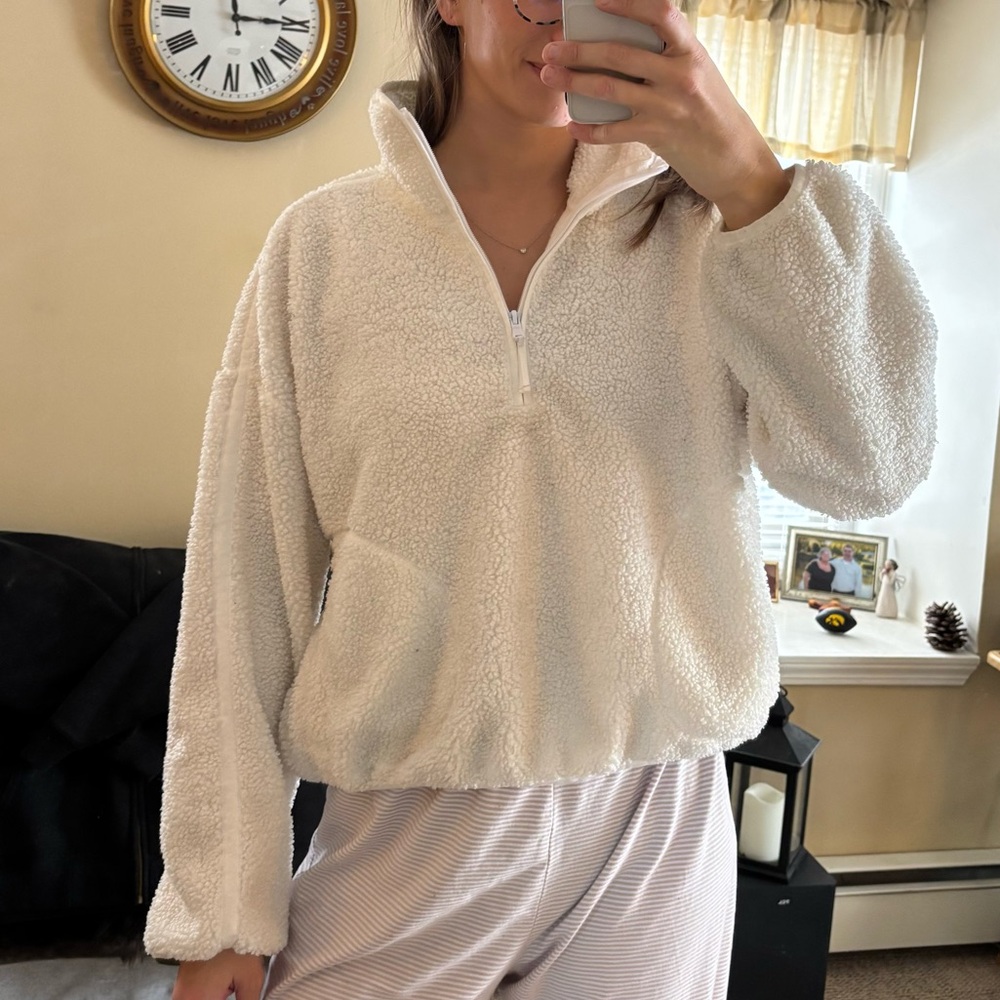 Old Navy | Size L | Cozy Women's Sherpa Half-Zip Pullover Jacket | Ivory